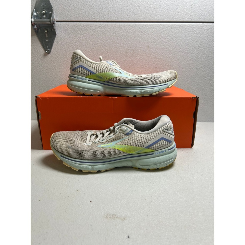 Brooks Ghost 15 Running Shoes Oyster Blue Yellow Women's 8.5 #3037